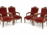 set of four louis xv style armchairs with red upholstered upholstered upholstered upholstered upholstered upholstered