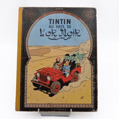Tintin Au pays de l’or noir Dos toilé jaune B28 1960
