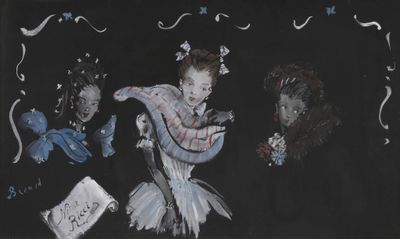 un tableau représentant un groupe de personnes en costume