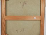 a painting of a picture of a wooden frame with writing on it