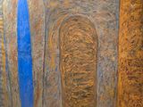 an image of a painting of a doorway with a surfboard in it