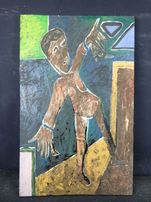 une image représentant un tableau où l'on voit un homme tenant un téléphone portable