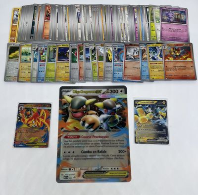 pokemon trading card game with a lot of cards on a table