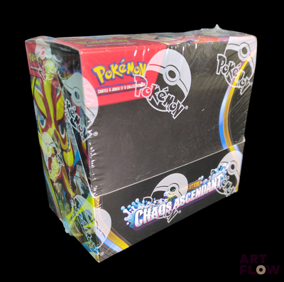 une boîte de cartes à collectionner Pokémon sur fond noir