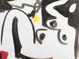 an image of a painting with black and white paint on a white background