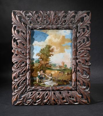 École du XVIIIe siècle Pastorale figurant une bergère et sa …