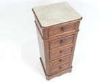 une armoire en bois avec un plateau en marbre sur fond blanc