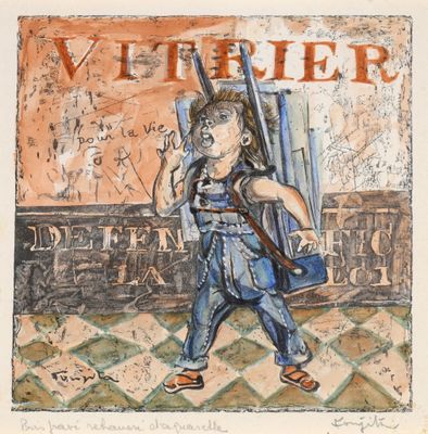 une image représentant un tableau où l'on voit un homme marchant dans la rue