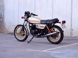 a motorcycle that is parked in a parking lot