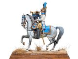 figurine of a man on a horse with a trumpet in his hand