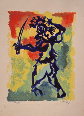 a painting of a man with a sword in his hand