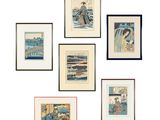 une photo représentant un ensemble de six tirages encadrés représentant des femmes asiatiques