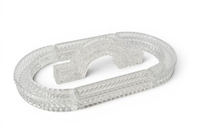 a clear plastic buckle with a metal clasp on it