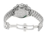 a close up of a watch on a bracelet on a white background