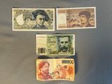 trois billets de banque différents portant l'image d'un homme et d'une femme