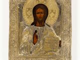 icon of the christ christ of kazan in silver and gold
