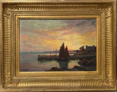 Henri DUVERNE (1867-1951) Port de pêche au clair de lune - Photo 1