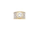 a gold and white diamond ring with two rows of diamonds