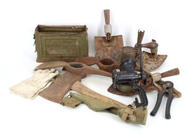 many old tools that are sitting on a white surface