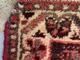 a close up of a rug with a cat laying on it