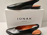 lonak women ' s black leather slip on shoes size 7 5