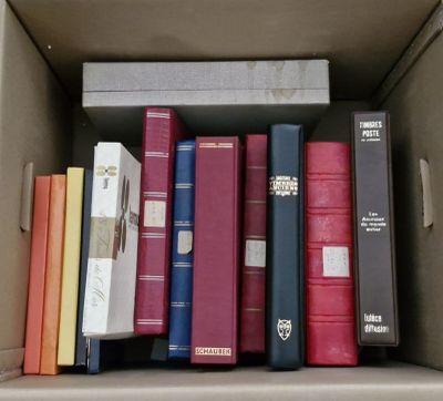 a box full of books that are sitting on a shelf