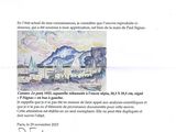 the letter is written in french on a white paper with a picture of a boat