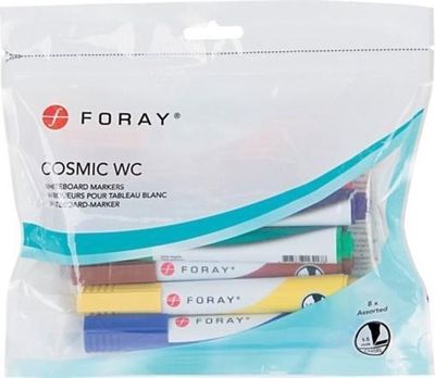 four different colors of pens in a bag on a white background