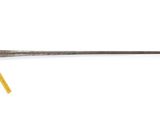 an old sword with a yellow handle on a white background