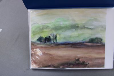 a picture of a watercolor painting of a landscape