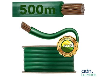 un gros plan sur une bobine verte et une bobine de 500 m