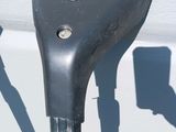 a close up of a black object on the ground