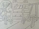 a drawing of a machine that is sitting on a table
