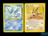 two pokemon cards are shown side by side on a black background