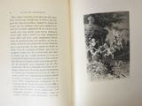 an open book with a picture of a man and a woman in a garden
