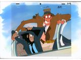 a cartoon picture of a man in a suit and tie in a car