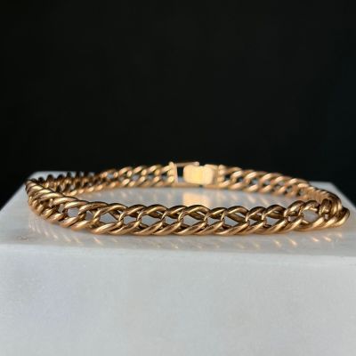 Bracelet maille gourmette en or rose 18K (750°/00) P. 37,1 g, Vente aux enchères : Argenterie