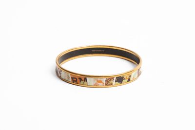 HERMES Bracelet en or et en émail vert et orange. - Photo 1