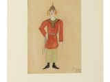 une image représentant le dessin d'un homme vêtu d'une tenue rouge