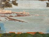 une photo d'un tableau représentant une vue d'un port