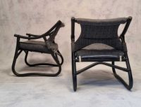 4 fauteuils bambou noirci 1980. (photo 2)