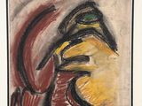 an image of a painting of a bird with a yellow beak