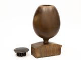 an egg shaped object with a brush in front of it