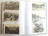 an open book with pictures of people riding on horses