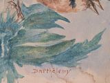 a painting of a bird sitting on a branch of a tree
