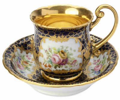 Tasse ET Sous-Tasse EN Porcelaine Russe DU Service « Cobalt …