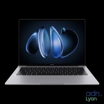 an apple macbook air laptop computer with a black background