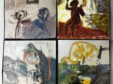 quatre tableaux représentant un homme et une femme, dans des couleurs différentes