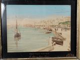 a picture of a picture of a harbor with boats