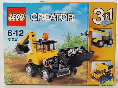 lego creator construction vehicle with construction equipment in box